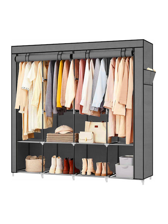 Dulap Din Material Cu Fermoar Și Rafturi În Culoare Gri 165x42x165cm