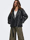 Damen Biker Jacke Schwarz