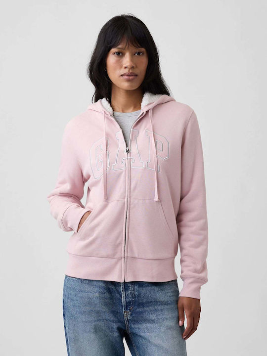 GAP Long Women's Hooded Sweatshirt Cardigan Pink