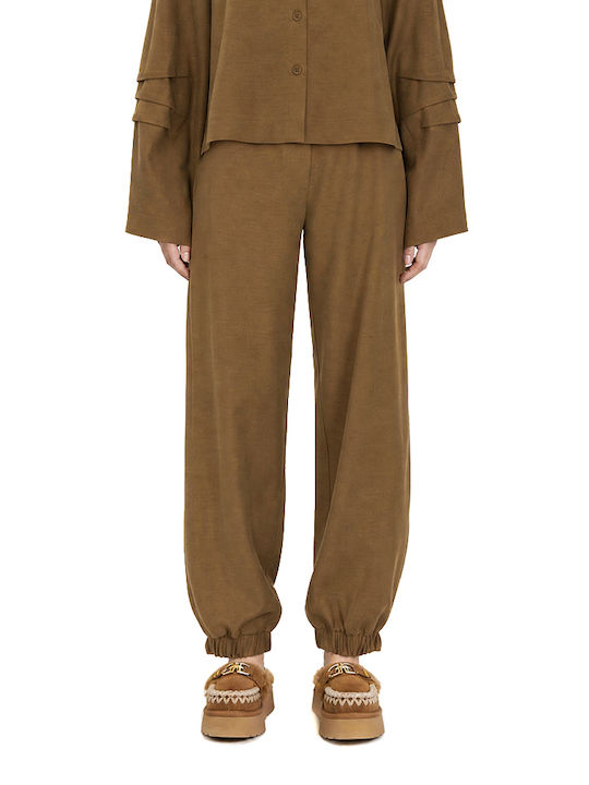 Moutaki Damen Hochgeschnittenes Stoffhose mit G...