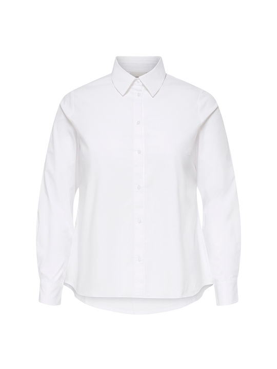 Langärmeliges Damen Denim Hemd Weiß