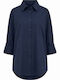 Langärmeliges Damenhemden Blau Navy