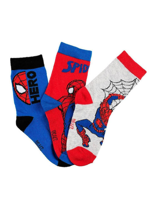 Superheroes Παιδικές Κάλτσες Γκρι Μελανζέ 3 Ζευγάρια