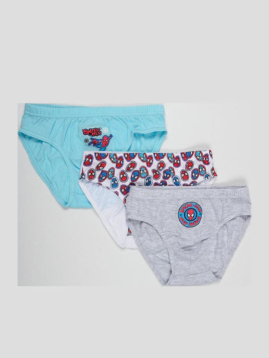 Superheroes Kids Set With Panties 3 Pieces Grey Melange White Light Blue