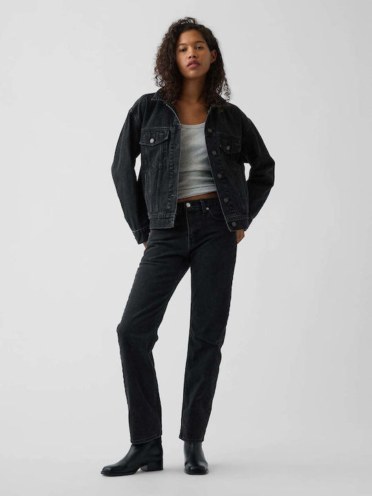 Damen Jeans Hose Mittlerer Anstieg in Schlank Passform Schwarz