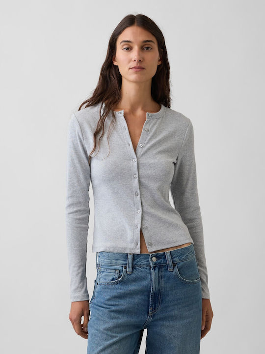 GAP Kurze Damen Strickjacke Light Heather Grau