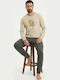Nina Club Coffee First Men's Pyjamas 100% Cotton Beige Nc27750-57-Beige