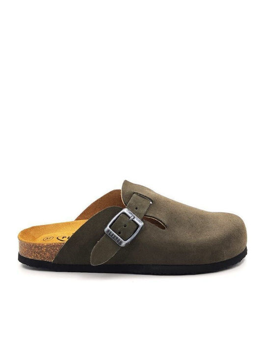 Plakton Afelpado Leder Herren Hausschuhe Khaki ...