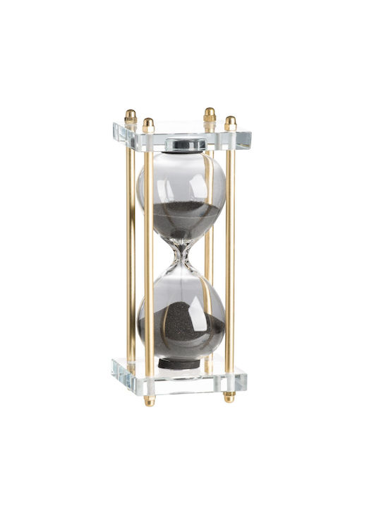 Artekko Hourglass Glass Decorative Hourglass Black Base Sand 7.6x7.6x20.5 Cm