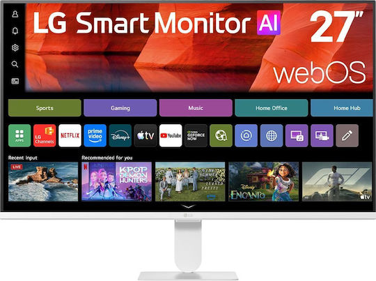 LG AI U5s IPS HDR Smart Monitor / TV Monitor 27" FHD 1920x1080 with 5ms GTG Response Time White