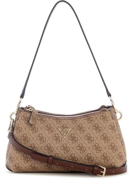 Guess Noelle Γυναικεία Τσάντα Ώμου Καφέ