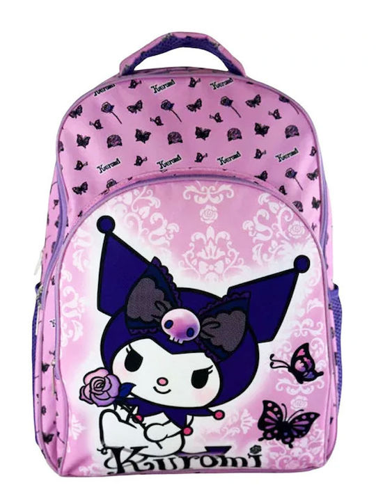 Setino Kuromi - Sanrio Ghiozdan de Spate pentru Școala Primară cu Husă pentru Sticlă de Apă Violet 30 x 19 x 42 cm