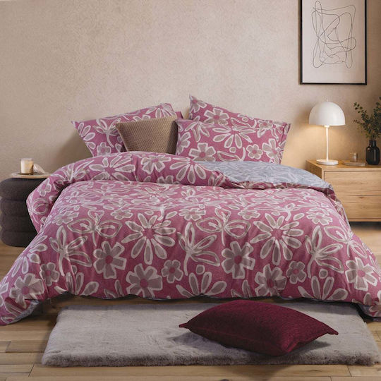 Nef-Nef Homeware Harmony Σετ Σεντόνια King Size με Λάστιχο 270x270+35εκ. Bordo (4τμχ)
