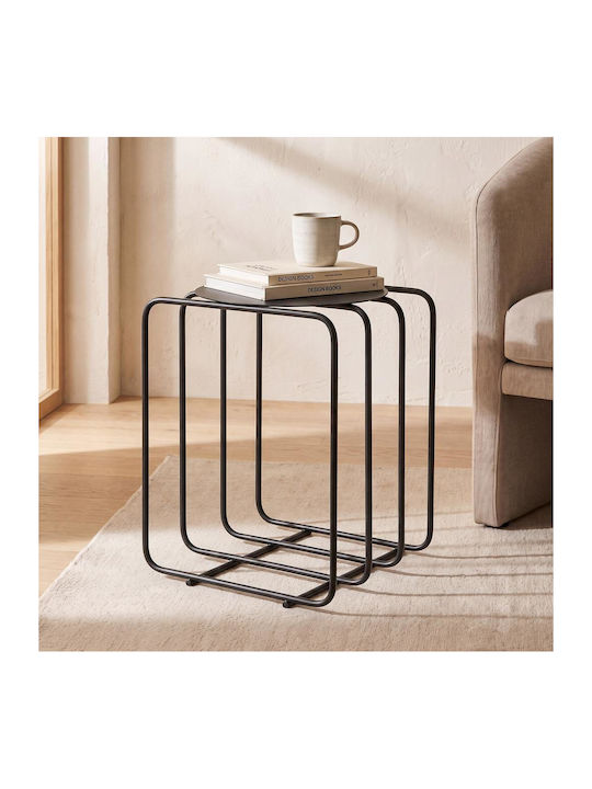 Rectangular Metal Black Side Table M30xW36xH30cm