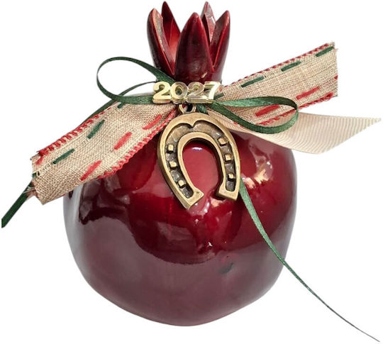 Kalliopi Silver Neujahrs Glücksbringer Granatapfel Rot Keramik 2027 10x12cm