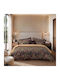 Nef-Nef Homeware Set Cotton Duvet Cover 240x230cm Super King with 2 Pillowcases Audrey Brown