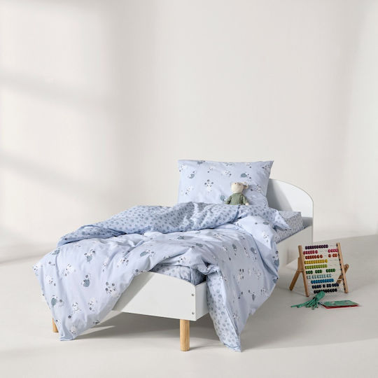 Kentia Σετ Σεντόνια Μονά Βαμβακερά Ciel-white 160x245cm 3τμχ