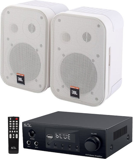 Jbl Control 1 Pro White Speaker System Bluetooth Amplifier Usb Fm