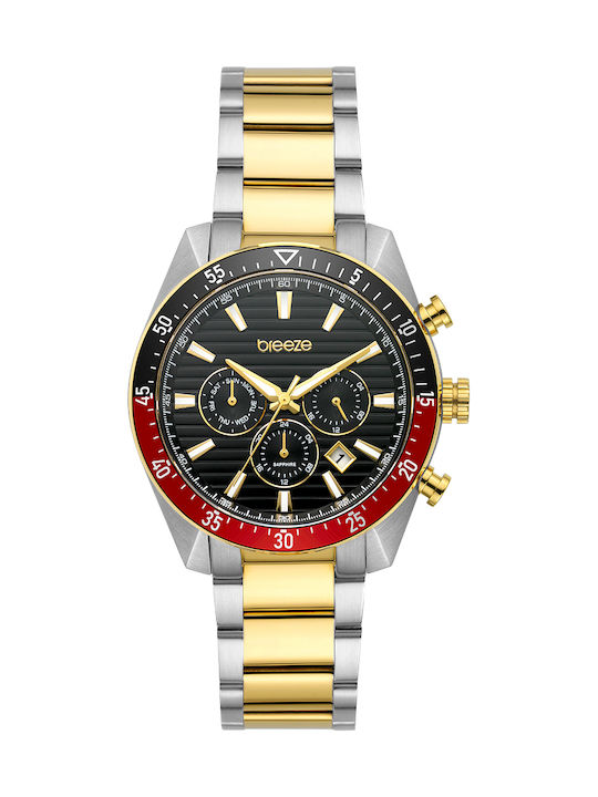 Breeze Men's Chronograph Battery Watch with Sil...