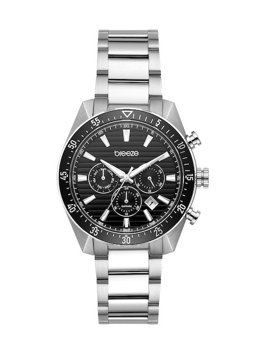 Breeze Men's Chronograph Battery Watch with Sil...