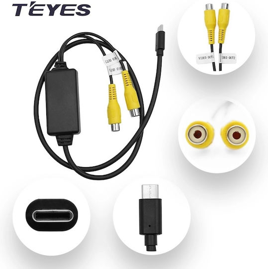 Adaptor Cablu Teyes Type-C La 2x RCA CVBS Video Out 1+2 Sisteme De Navigație Teyes