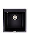 Zelto Drop-In Küchenspüle aus Flüssigem Granit M50xB50cm Schwarze 5210374000031