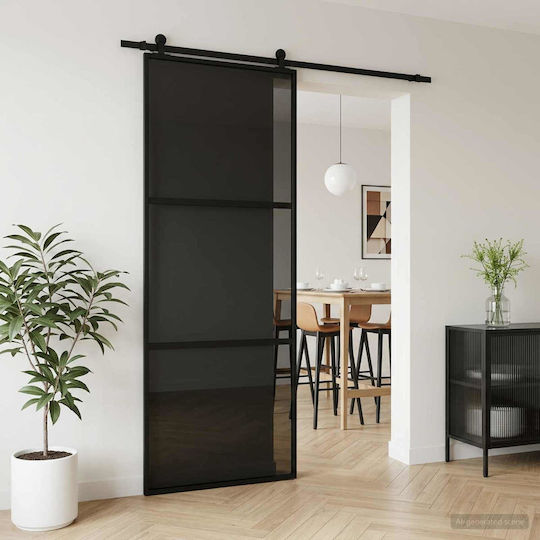 Vidaxl Плъзгаща се Врата 76 X 205 Cm Закалено Стъкло Алуминий
