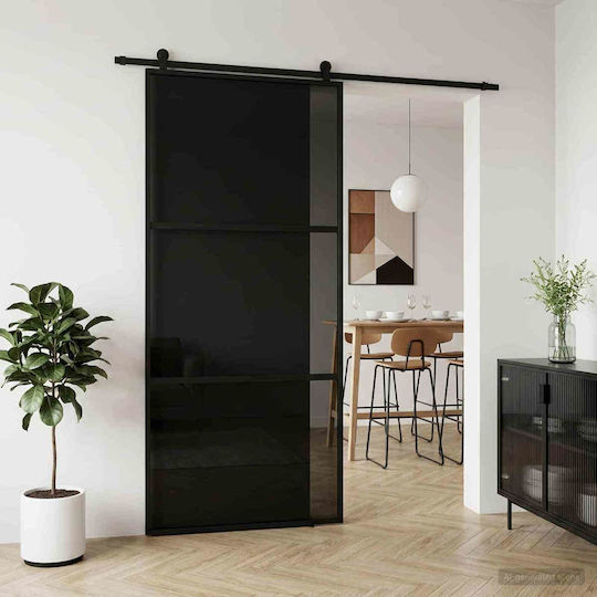 Vidaxl Плъзгаща се врата 102 X 205 Cm Закалено стъкло Алуминий