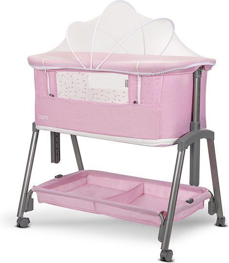 Lorelli Baby Cradle with Mattress and Wheels Pink