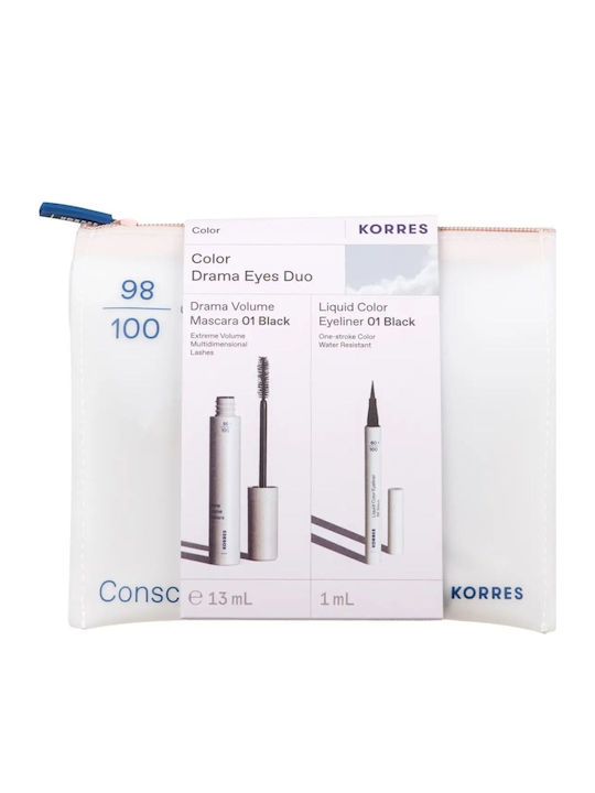 Korres Color Drama Eyes Duo Комплект за грим за очите 01 Black 3 бр Korres Color Drama Eyes Duo Комплект за грим за очите 01 Black 3 бр