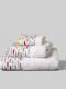 White Fabric Ocean Mosaic Hand Towel 30x50cm White Weight 600gsm