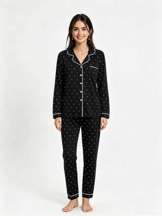 Goodnight Set de pijamale de damă de vară Negru