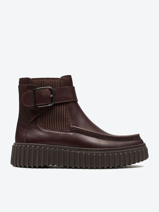 Torhill Buckle Leather Women's Ankle Boots Brown