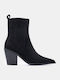 Suede Women's Ankle Boots Cowboy with Heel Black