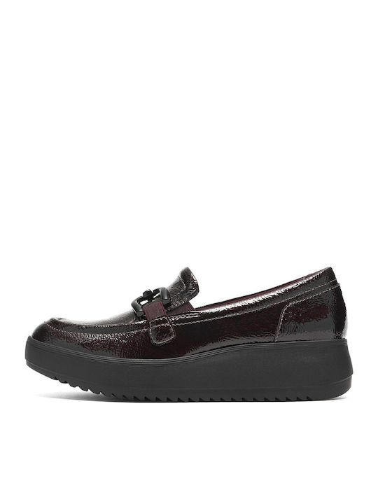 Mocasini Dama de Piele în Culoare Burgundy