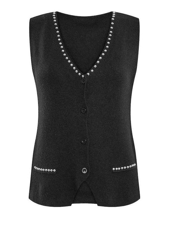 Celestino Damen-Gestrickte Weste Trucs Schwarz