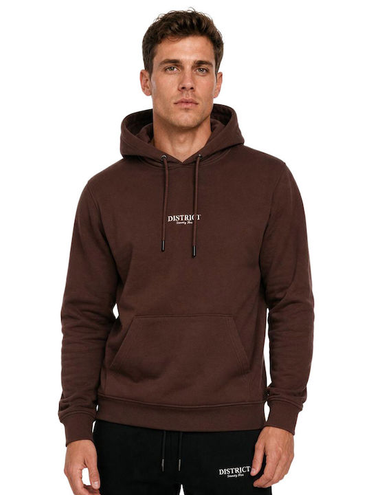District75 Hooded Brown Sweatshirt 226MHO-806-0B9