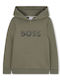 Fleece Kids Sweatshirt with Hood Green