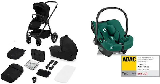 Lionelo Meril Reversible 2 in 1 Baby Stroller Suitable for Newborn Black