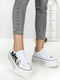 Damen Flatforms Sneakers Weiß Und Schwarz 810-4E_WEISS-SCHWARZ-ROT_JIN