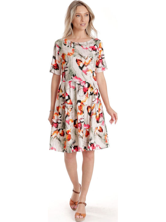 Rochie De Vară Pentru Femei Midi Rochie-Cămașă Cu Volane Crem