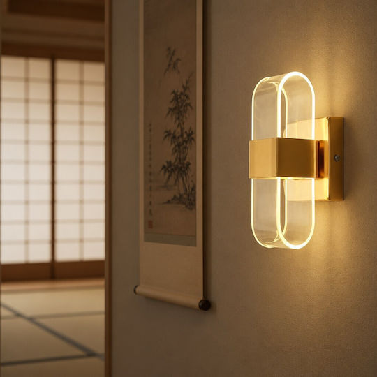 Lampă de perete modernă cu LED integrat și lumină alb cald aurie 10x20.5cm
