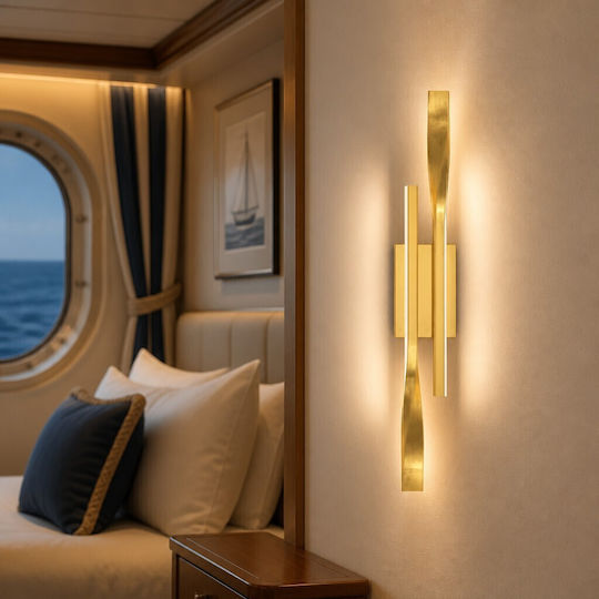 Corp de iluminat de perete modern cu LED integrat și lumină alb cald auriu 6x60x60cm