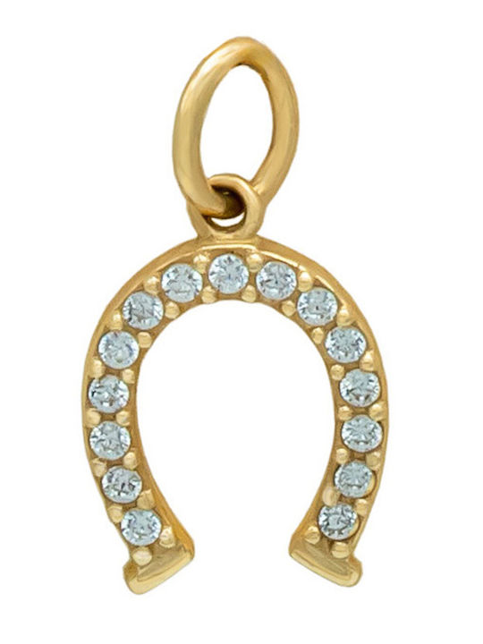 Savvas Design Hängendes Charm mit Steinen aus 14K Gold mit Zirkon MEN01777
