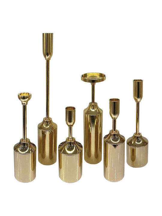 Marhome Set Metal Candle Holders in Gold Colour 7x28cm 6 Pieces