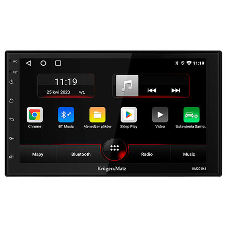 Kruger&matz Player Audio Auto 2 DIN Android 12 Cu Ecran Tactil 7” Apple CarPlay Android Auto GPS Bluetooth Wi‑fi 2gb Ram 64gb Rom 4x45w Iluminare Rgb Suport Cameră de Marșarier