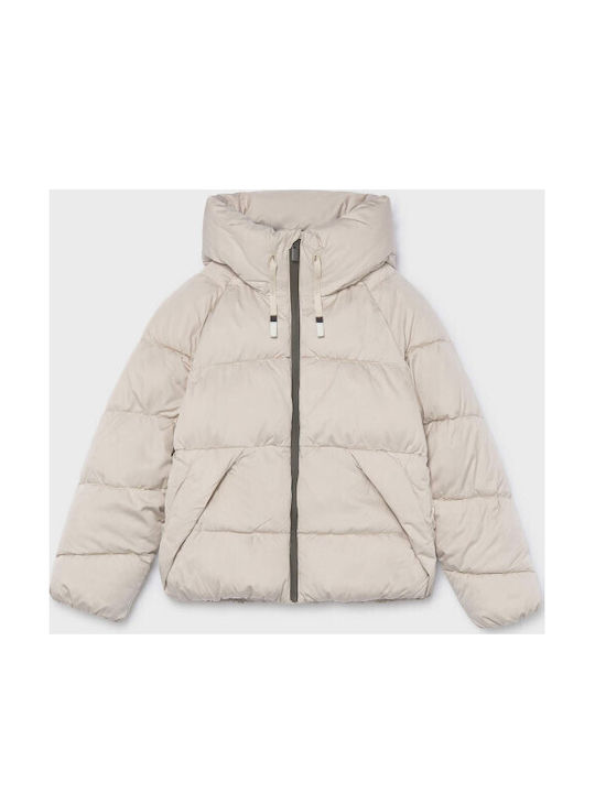 Mayoral Kids Short Coat with Lining Beige