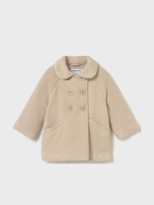 Mayoral Kids Short Coat Beige Open