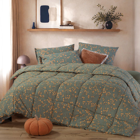 Nef-Nef Homeware Сет Памучна завивка Супер двойна 220x240см Floriva Green 330 GSM