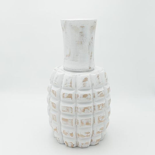 Eurolamp Dekorative Vase Hölzernes Weiß 22xY41cm